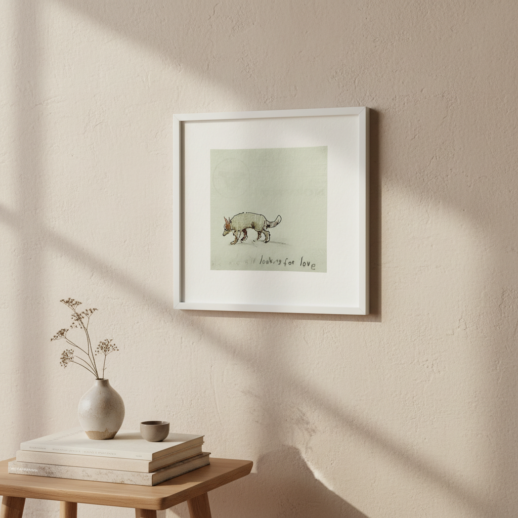 Looking For Love limited edition art print framed on a gallery wall